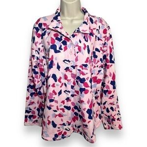 T by Talbots Women’s Half Button Pullover Pink Size XL